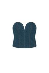 LINCOLN BUSTIER IN VINTAGE DENIM