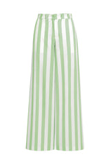 LUCA STRIPE PLEATED WIDE LEG PANTS IN GREEN