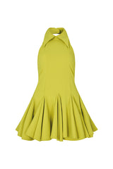 LYON BACKLESS MINI DRESS IN LIME GREEN