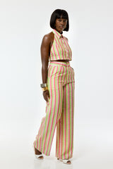 MALI BACKLESS TIE-BACK SHIRT IN MIDI MULTI DIAMONDS