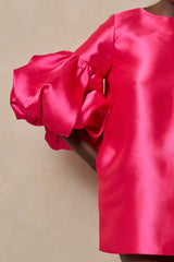 MALMO BALLOON SLEEVE DRESS IN FUCHSIA