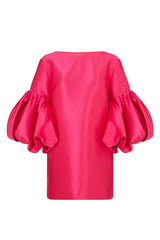 MALMO BALLOON SLEEVE DRESS IN FUCHSIA