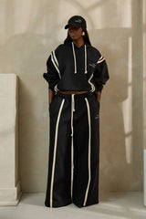 MIYAKO WIDE LEG LUXE PANTS IN BLACK AND CREAM