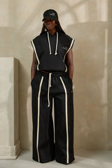 MIYAKO WIDE LEG LUXE PANTS IN BLACK AND CREAM