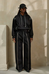 MIYAKO WIDE LEG LUXE PANTS IN BLACK AND GREY