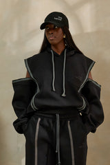 MIYAKO LUXE HYBRID HOODIE IN BLACK AND GREY