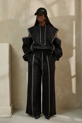 MIYAKO LUXE HYBRID HOODIE IN BLACK AND GREY