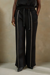 MIYAKO WIDE LEG LUXE PANTS IN BLACK AND GREY