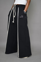 MIYAKO WIDE LEG LUXE PANTS IN BLACK AND CREAM