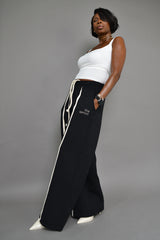 MIYAKO WIDE LEG LUXE PANTS IN BLACK AND CREAM