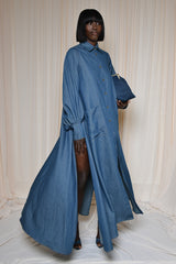 MODENA MAXI FLARED SHIRT DRESS IN LIGHT DENIM