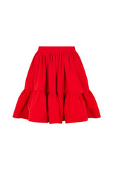 PARMA STRUCTURED RUFFLED MINI SKIRT IN RED