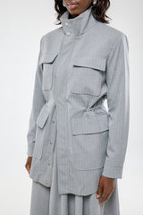 PERTH PINSTRIPE MULTI-POCKET FIELD JACKET