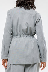 PERTH PINSTRIPE MULTI-POCKET FIELD JACKET