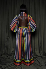 DELMAS BACKLESS SHIRT IN MULTI DIAMOND STRIPES