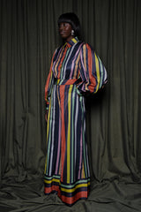 DELMAS BACKLESS SHIRT IN MULTI DIAMOND STRIPES