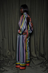 DELMAS BACKLESS SHIRT IN MULTI DIAMOND STRIPES