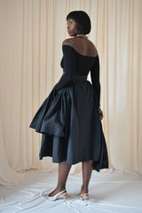 CALAIS ASYMMETRIC WIND BREAKER SKIRT IN BLACK