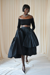 CALAIS ASYMMETRIC WIND BREAKER SKIRT IN BLACK