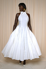 ASPEN BACKLESS MIDI DRESS IN WHITE