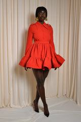 PARMA STRUCTURED RUFFLED MINI SKIRT IN RED