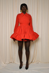 PARMA STRUCTURED RUFFLED MINI SKIRT IN RED