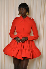 PARMA STRUCTURED RUFFLED MINI SKIRT IN RED