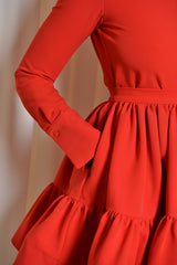 PARMA STRUCTURED RUFFLED MINI SKIRT IN RED