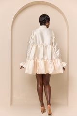 RAVENNA TIERED RUFFLED BABYDOLL SHIRT DRESS IN CHAMPAGNE