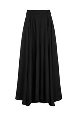SAMARA MAXI PLEATED UMBRELLA SKIRT IN BLACK