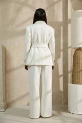 SENDAI ATHLUXE BELTED BLAZER IN WHITE