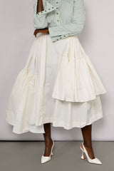 CALAIS ASYMMETRIC WIND BREAKER SKIRT IN OFF WHITE