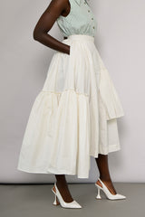 CALAIS ASYMMETRIC WIND BREAKER SKIRT IN OFF WHITE