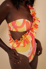 AGADIR ASYMMETRIC SWIMSUIT IN KAYSERI PRINT