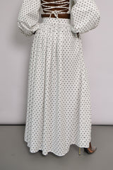 COLIMA MAXI SKIRT IN BLACK DIAMOND POLKA DOT