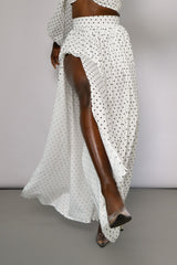 COLIMA MAXI SKIRT IN BLACK DIAMOND POLKA DOT
