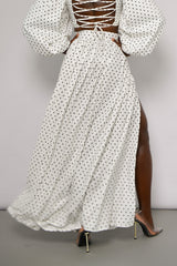 COLIMA MAXI SKIRT IN BLACK DIAMOND POLKA DOT