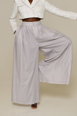 DERRY DIAMOND STRIPE PLEATED PANTS