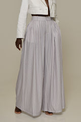 DERRY DIAMOND STRIPE PLEATED PANTS