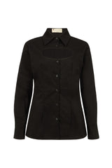 KIEL CUT OUT BUTTON UP SHIRT IN BLACK