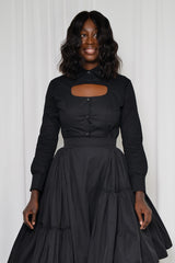 KIEL CUT OUT BUTTON UP SHIRT IN BLACK