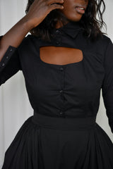 KIEL CUT OUT BUTTON UP SHIRT IN BLACK