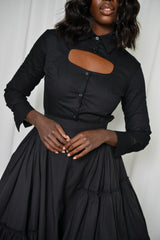 KIEL CUT OUT BUTTON UP SHIRT IN BLACK