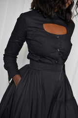 KIEL CUT OUT BUTTON UP SHIRT IN BLACK