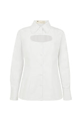 KIEL CUT OUT BUTTON UP SHIRT IN WHITE