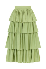 MILAN 2 in 1 MIDI-MINI TIERED SKIRT IN GREEN
