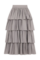 MILAN 2 in 1 MIDI-MINI TIERED SKIRT IN GREY