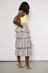 MILAN 2 in 1 MIDI-MINI TIERED SKIRT IN GREY