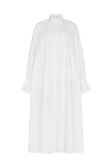 MODENA MAXI FLARED SHIRT DRESS IN OFF WHITE