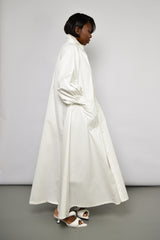 MODENA MAXI FLARED SHIRT DRESS IN OFF WHITE